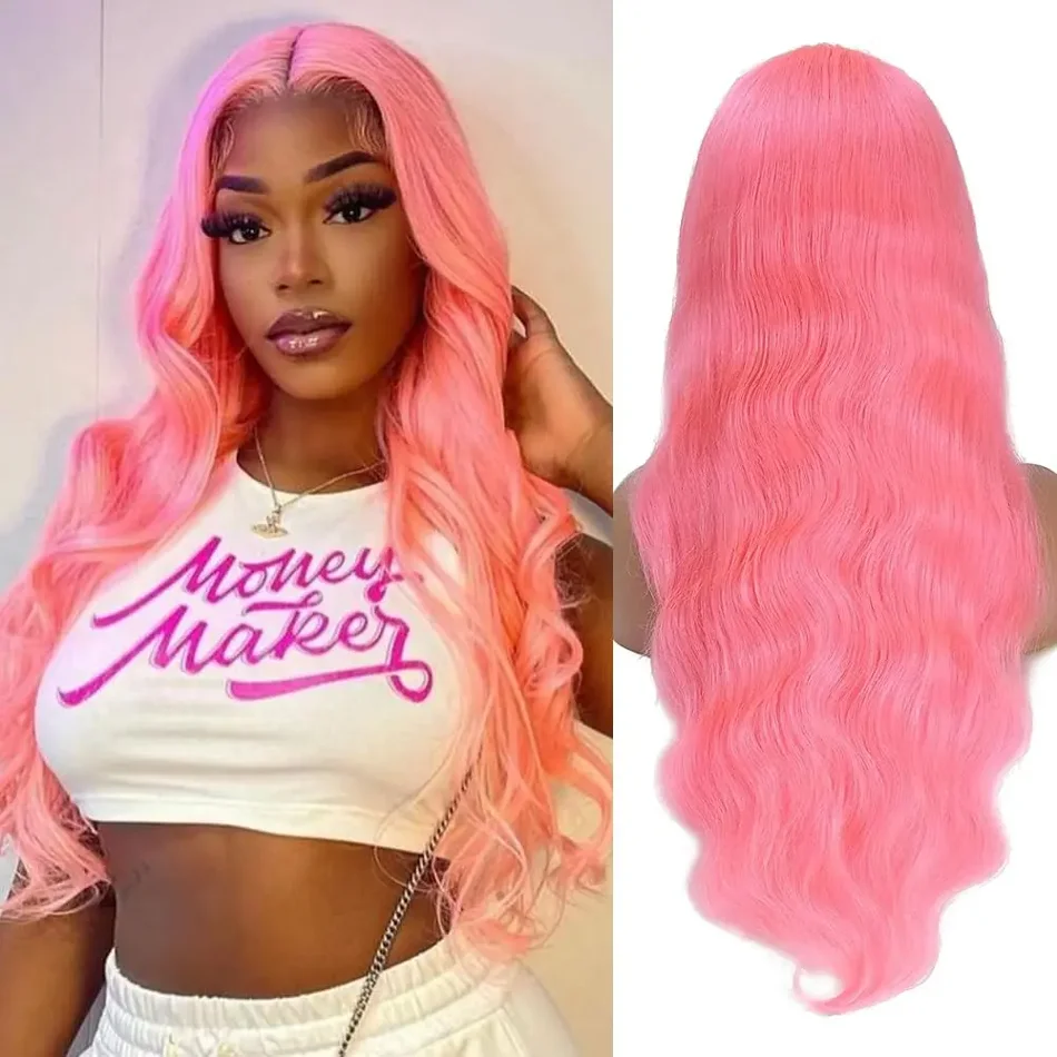

Light Pink 200 Density Body Wave Human Hair Wig on sale 13x6 hd Lace Front Wig Human Hair 13x4 Lace Front Wig for Choice Cosplay