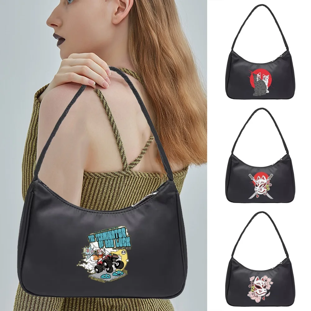 Mask Print Shoulder Underarm Bag Vintage Ladies Small Purse Handbags Casual All-match Fashion Women Square Bags Shopping Tote