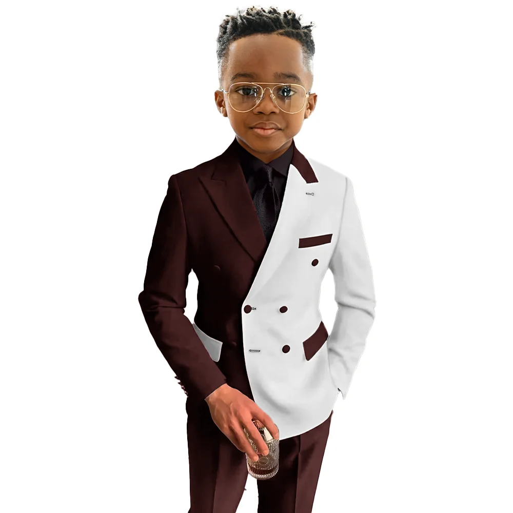Boys Formal Suit Set White Boy's Suits For Wedding Blazer Pants 2 Pieces Kids Tuxedo Tailor-Made Children Party Clothing