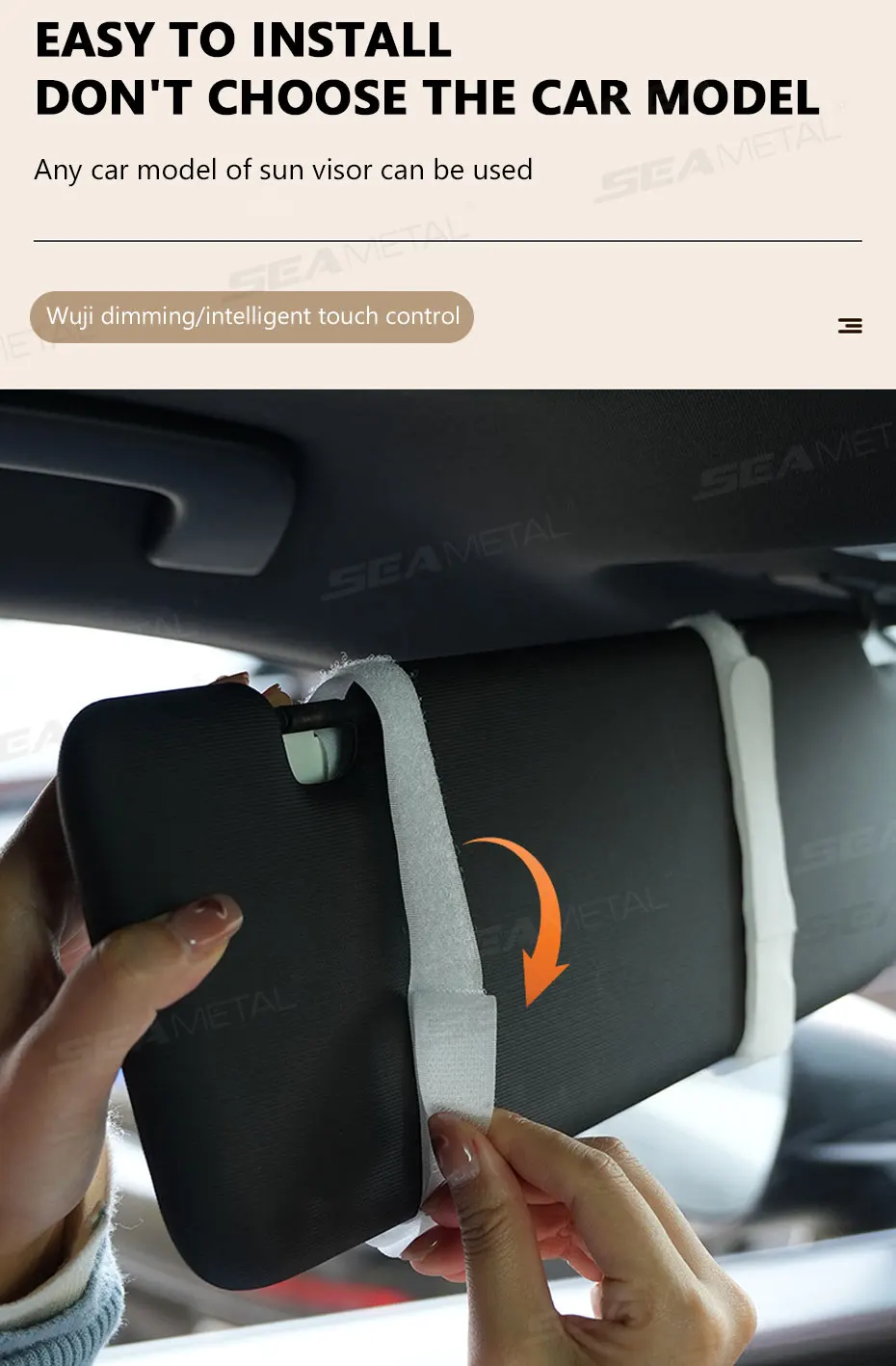 Espejo de maquillaje para automóvil con aumento 3x Espejo de tocador con visera táctil, espejo de maquillaje con carga de luz de relleno conmutable de 3 colores » Espejo de maquillaje para automóvil con aumento