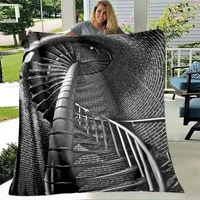 Escher Visual Disorder Art Pattern Flannel Throw Blanket Soft Lightweight Warm Blanket Bedroom Couch Bed Decor Kids Adults Gift 1