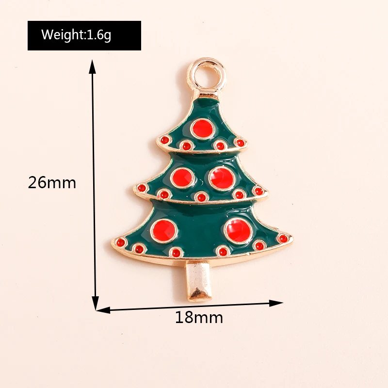 Leslie 10 Stück/Set Emaille Weihnachtsanhänger Weihnachtsbaum Weihnachtsmann Schneemann Handschuhe Charms für Ohrringe Anhänger DIY Schmuck – Detail 23