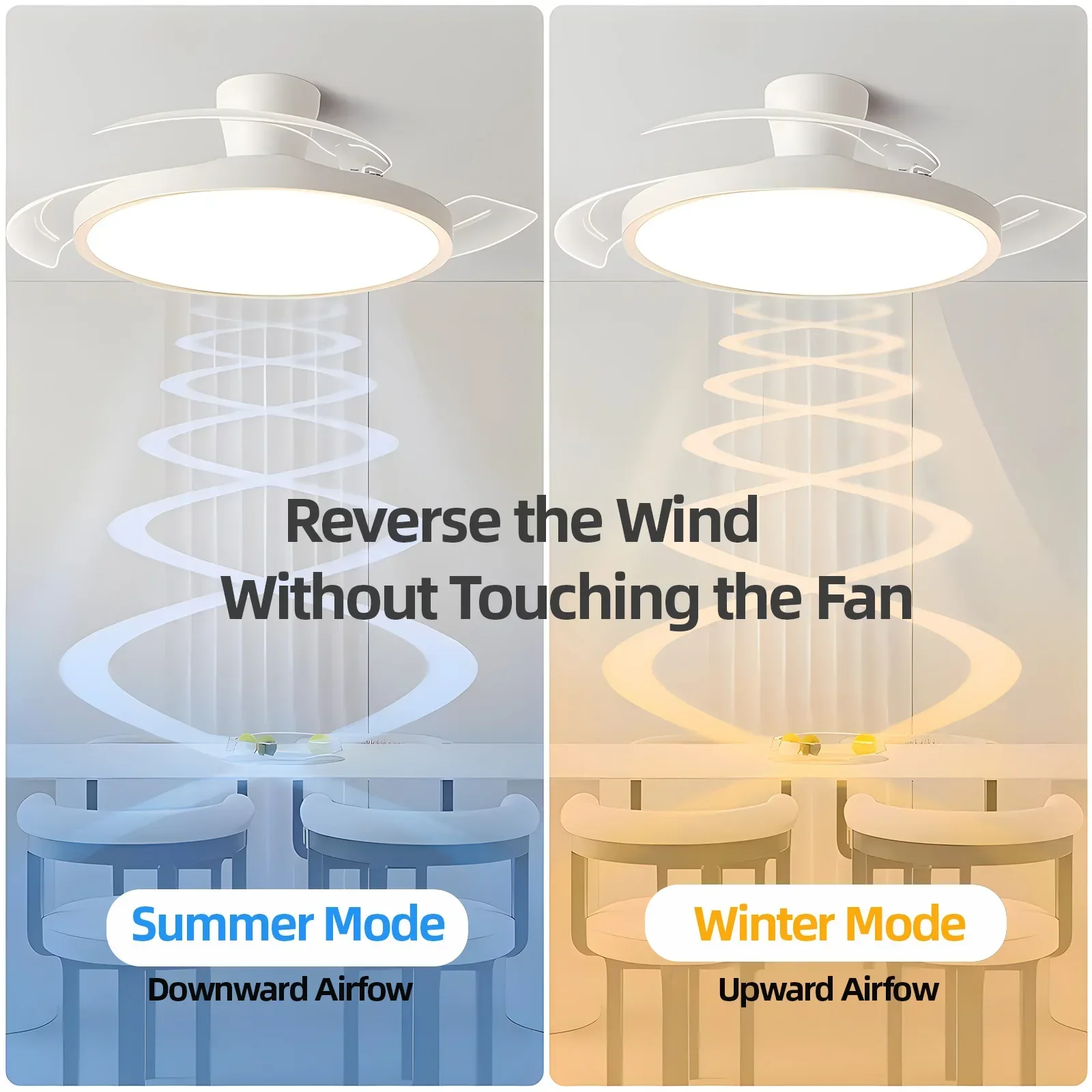 Home LED Ceiling Fan Light 42/48inch Dimmable For Living Room Dining Room Study Kitchen Indoor Lighting Fixtures