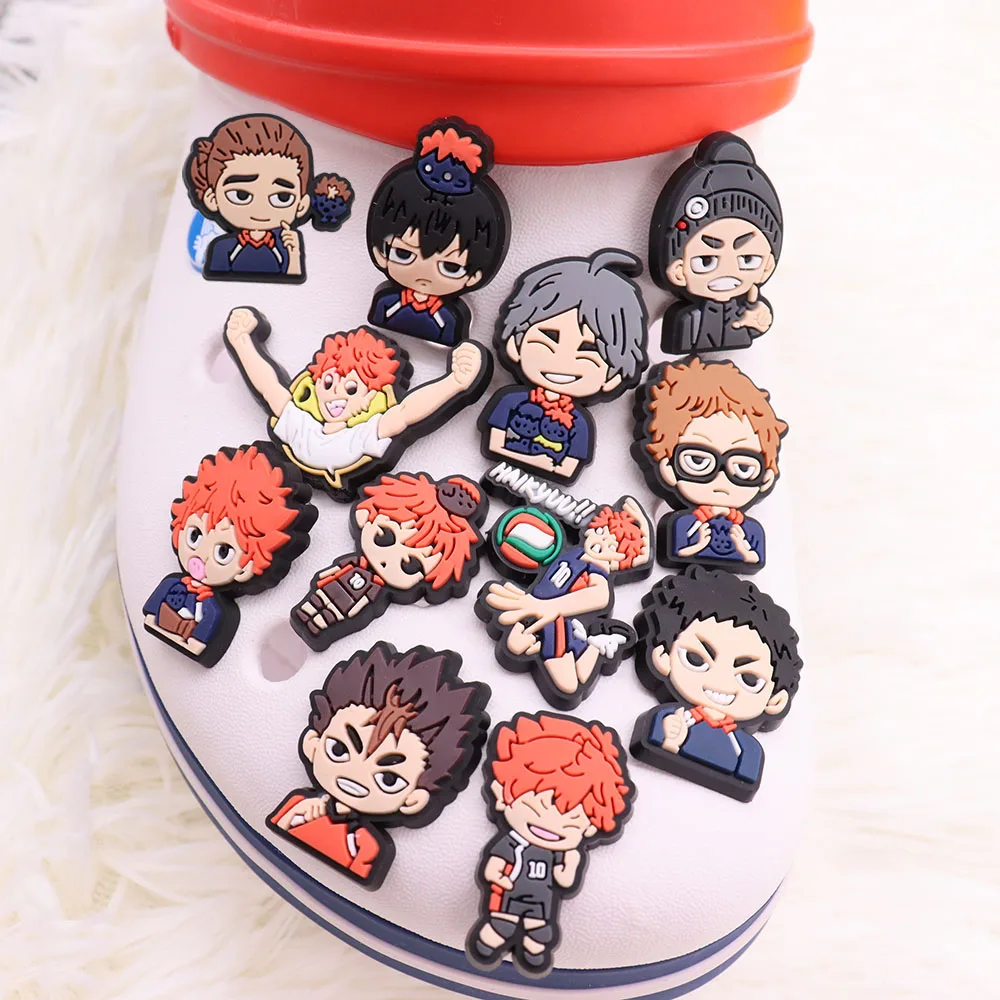 

Mixed 50Pcs Haikyuu Sports Japan Anime Volleyball Boys PVC Shoes Charms Decorations DIY Wristbands Backpack Croc Jibz Party Gift