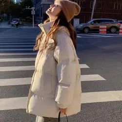 Women Mid-length Thickened Cotton Coat Women's Winter Hooded Cotton Coat with Thick Padded Windproof Warmth Elastic for Women