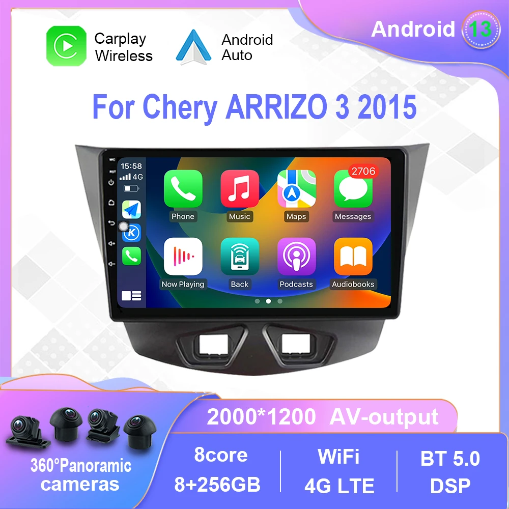 

Android 12.0 For Chery ARRIZO 3 2015 Car Radio Multimedia Video Player Navigation stereo GPS Carplay 4G WiF No 2din 2 din dvd