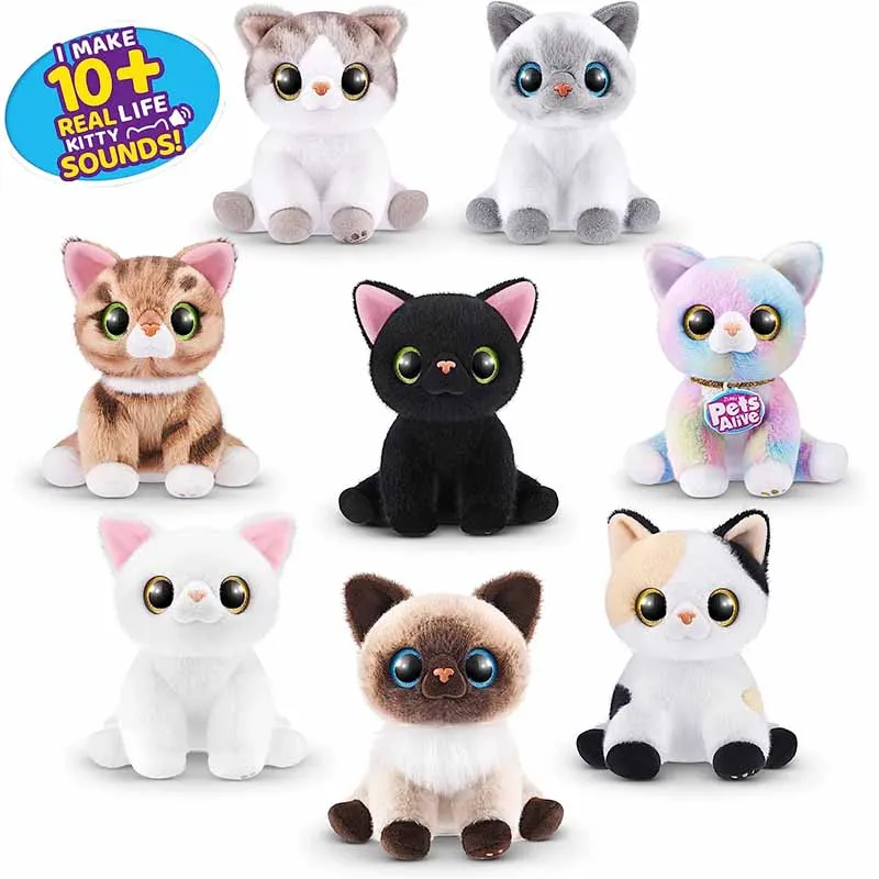 [new]-zuru-pets-alive-smitten-kittens-surprise-interactivity-woolen-cat-girl-cartoon-sound-toy-doll-birthday-gift-beach-sand-toy