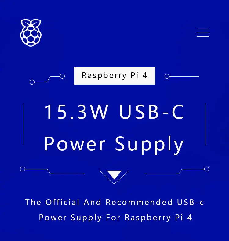 Raspberry pi 4b 15w 5v3a USB-C fonte