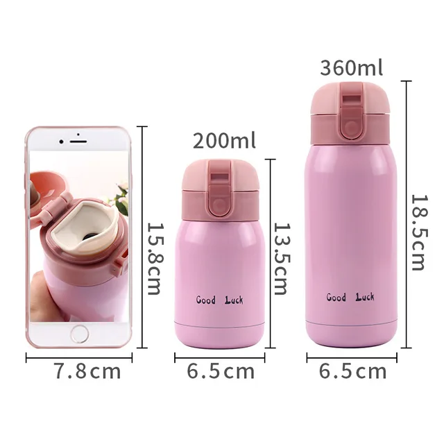 200 ml/360 ml mignon bonbons Mini Thermos tasse enfants dessin animé bouteille d'eau chaude en acier inoxydable thermique tasse à café flacon isolé 2