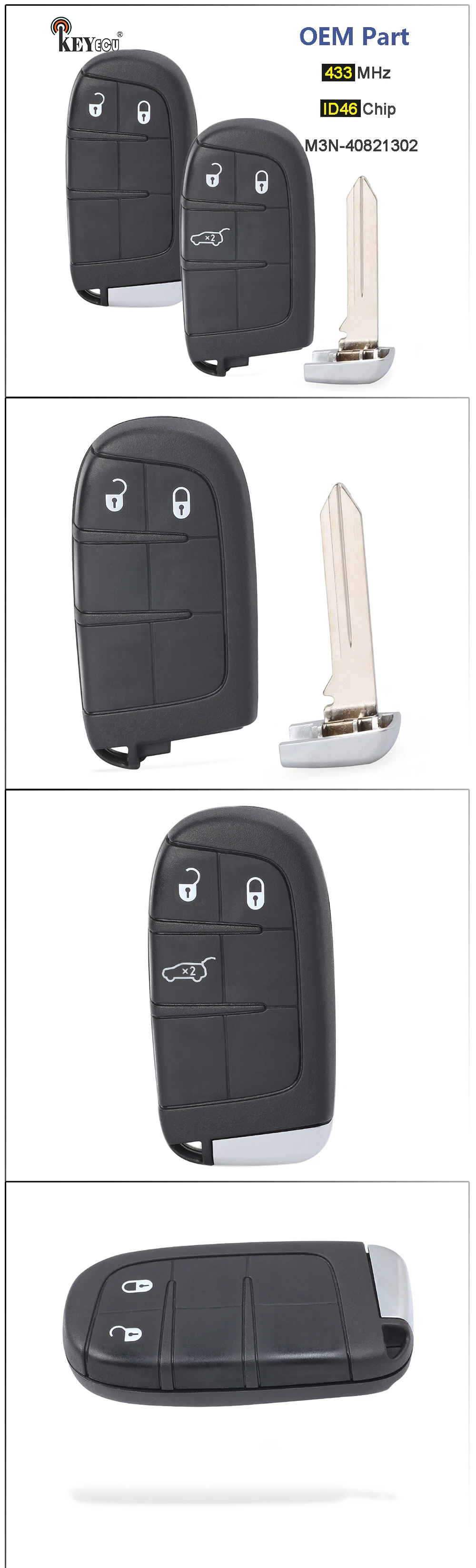 Il Chip di Keyforkess 433MHz ID46 M3N-40821302 l'oem parte 2 Fob chiave a distanza astuto di 3 bottoni per Fiat 500 500L 500X 2016 - Sad93e9f366b249338a3a6c6692a2c4c8M