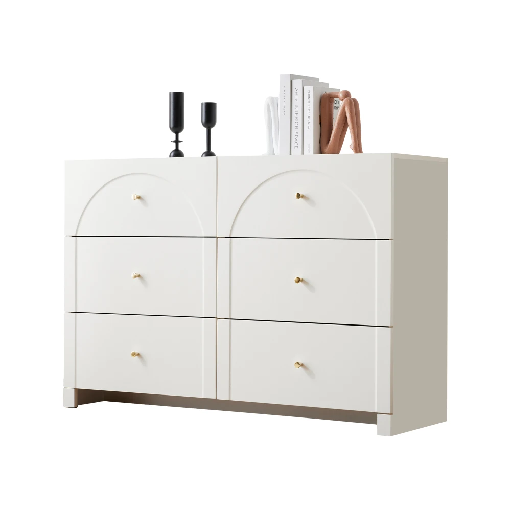 PINGGO Moderne Kommode mit 6 Schubladen, weiße Tür, für Wohnzimmer, Schlafzimmer, 82 x 120 x 40 cm – Detail 12