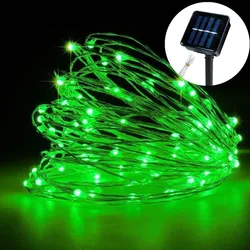 Solar - Powered Waterproof LED Fairy String Lights for Outdoor Holiday and Party Decor (Green)