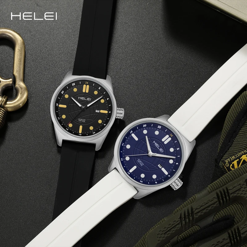 HELEI2024 Men's Quartz Watch Vintage Dial Quartz Watch Strap Men's Luxury Watch Men's Quartz Wristwatch Gift For Men