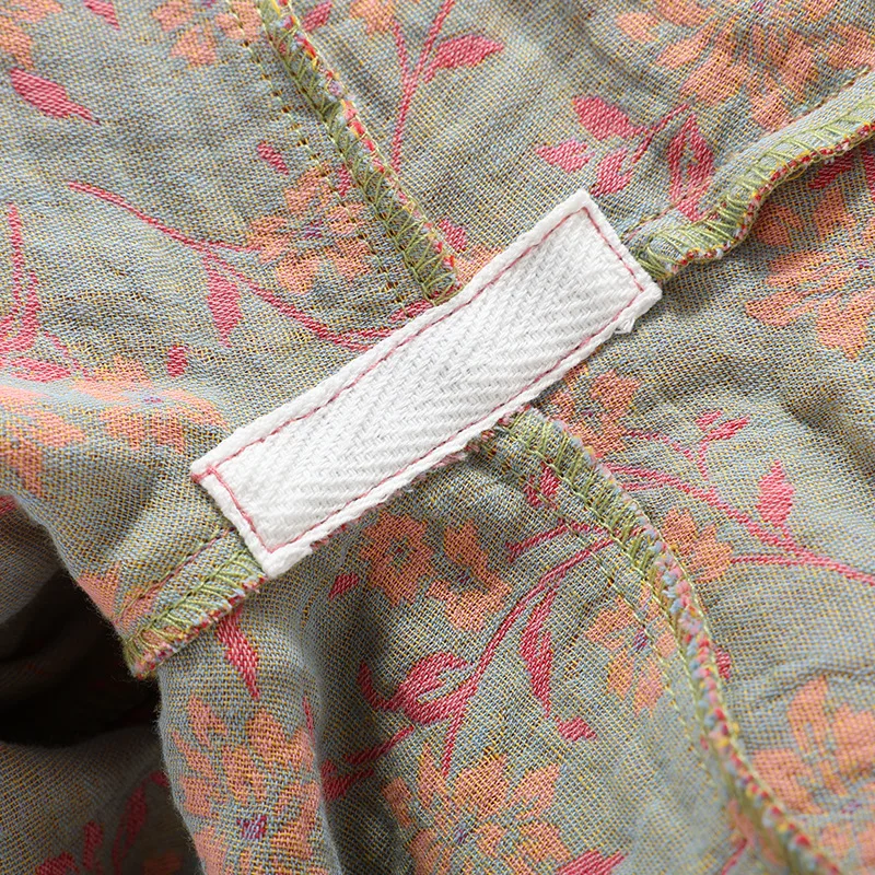 Chinese-style Color-woven Jacquard Pajamas Cotton Double-layer Gauze Pijamas Women Long-sleeved National Style Loungewear Set_ecoleips.com