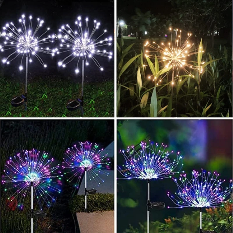 Solar LED Outdoor Garden Firefly Starry Fairy Lawn Landscape Lights Firework Lights  For Patio Yard Party Wedding Christmas