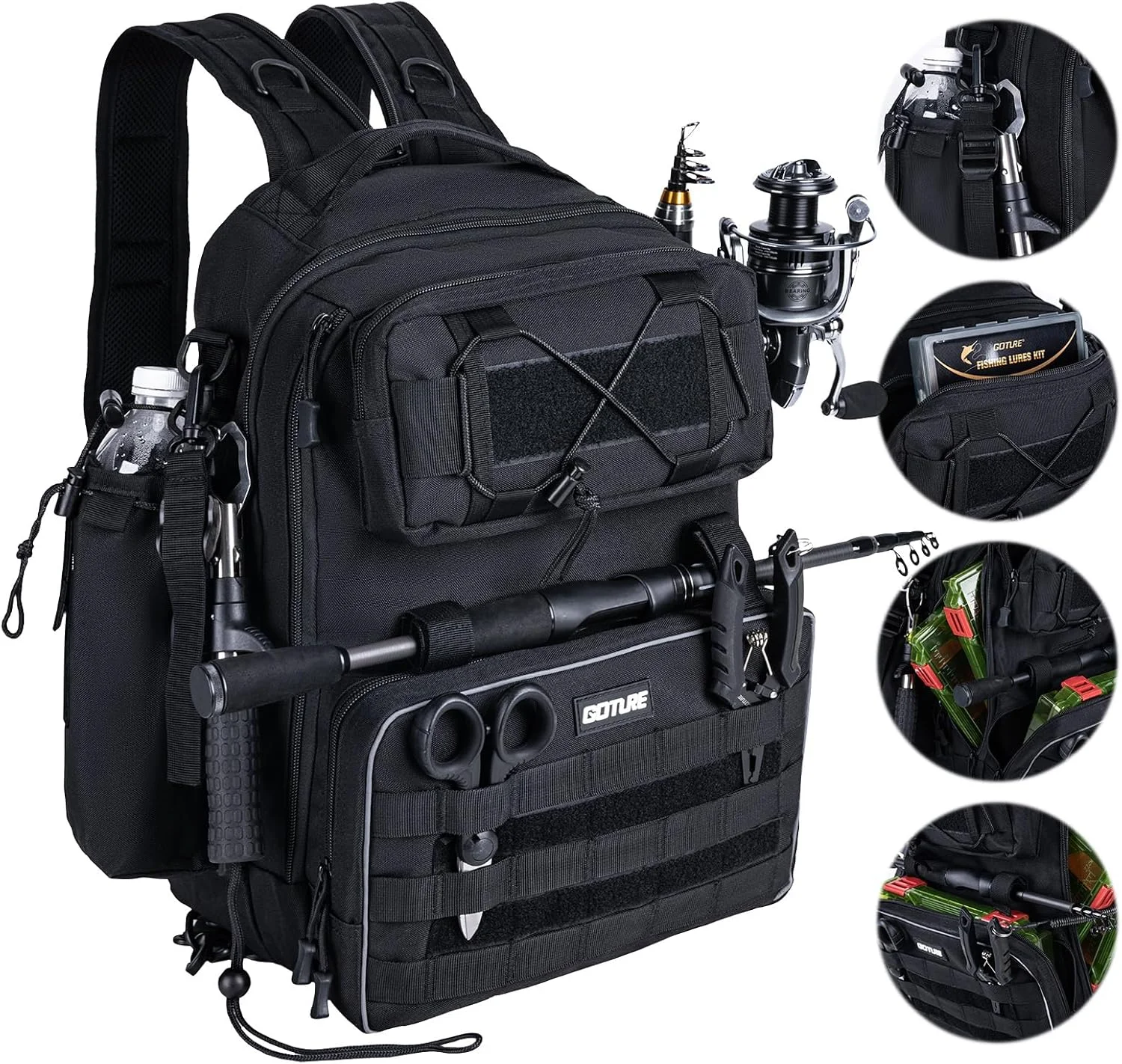 Goture Tactical Backpack Style, Waterproof 600D Nylon Large Capacity Outdoor Rucksack Hiking Camping Travel Outdoor Bag