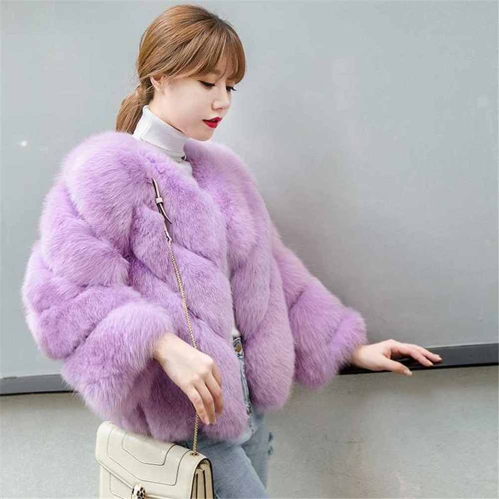 Y2KFaux Fox Coat For Women, Slim Warm Fur Top, Basic Fit, Autumn And Winter, New, 2024