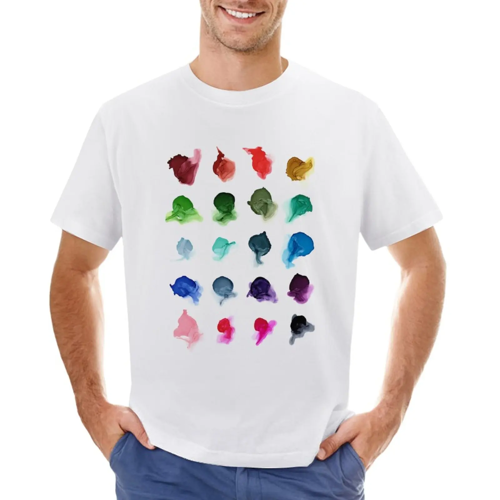 Rainbow Ink Swatch Splotch T-Shirt Abbigliamento Vintage Taglie Forti Customizeds Hippie Clothes Magliette Divertenti Per Uomo