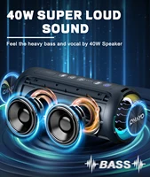 Ortizan X8 Pro Bluetooth Speaker Portable with 40W Stereo Sound,Rich Bass,IPX7 Waterproof, 30H Playtime, Mixed Color Lights,3 EQ 2