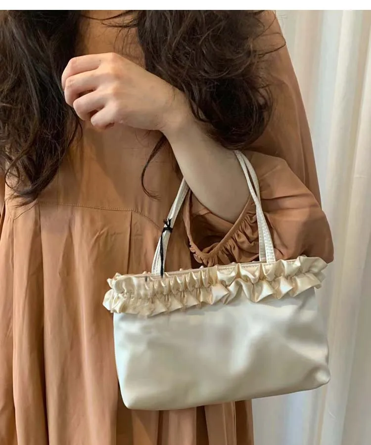 Elegante Borsa a Mano di Lusso in Seta Satinata Stropicciata per Donna, Pochette da Sera per Matrimoni e Feste, Borsetta da Spalla - immagine 6
