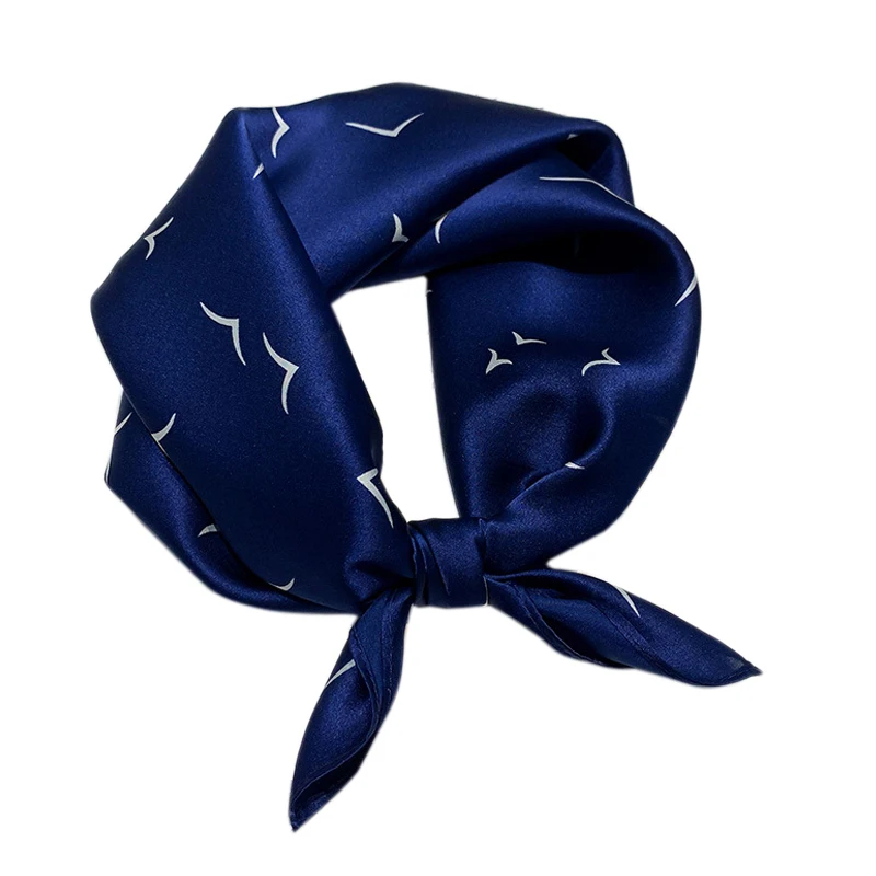 

100% Mulberry Silk 53CM Small Square Ladies Scarf Summer Autumn Printed Binding Bag Hair Decorative Women Neck Tie Scarf 2023