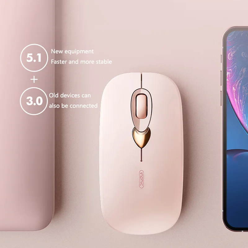 Bluetooth Mouse 1600DPI Rechargeable Silent Mouse Ultra Thin and Portable for Mac Ipad Tablet Computer Laptop