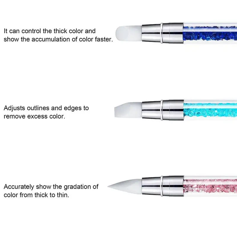 Double Head Nail Art Silicone Sculpture Pen 3D Carving Emboss Glitter Powder Manicure Shaping Silicone Brushes Nail Art Tool 5
