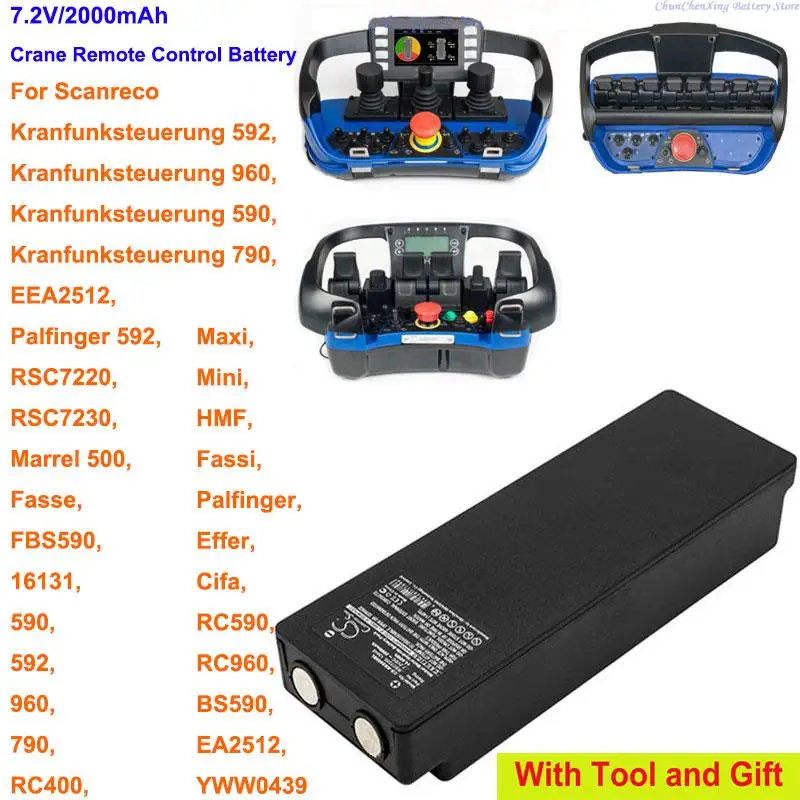 Batteria Cameron Sino CS-RBS950BL Per Telecomando Gru Palfinger – Ni-MH 7.2V 2000mAh, Sostituisce Scanreco E Modelli Vari