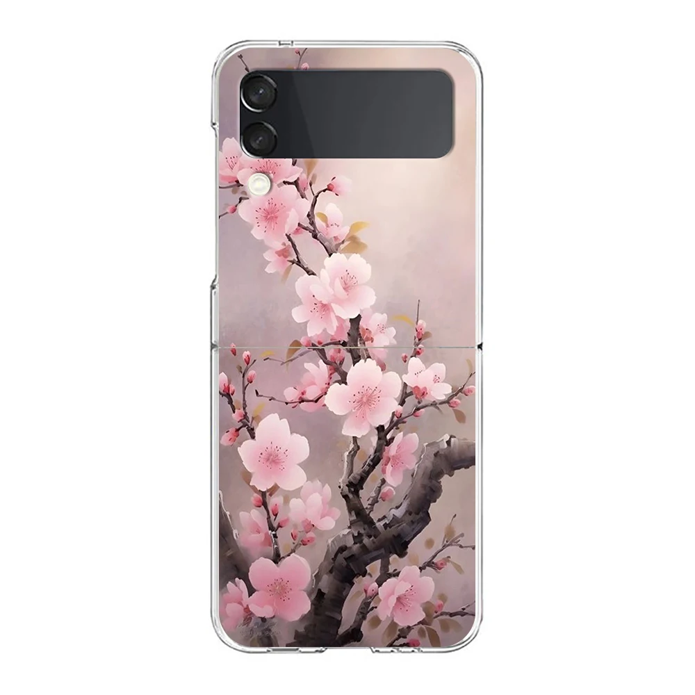 Pflaumen blüte harte PC-Handy hülle für Samsung Galaxy Z Flip 5 4 3 transparente Abdeckung für Galaxy Z Flip 6 faltbare stoß feste Hüllen – Detail 2