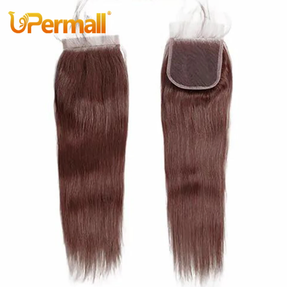 Upermall Chocolate Brown 13*6 13*4 Lace Frontal Pre plucked Swiss Transparent 4x4 5x5 Closure #4 Human Hair Straight Body Wave 5
