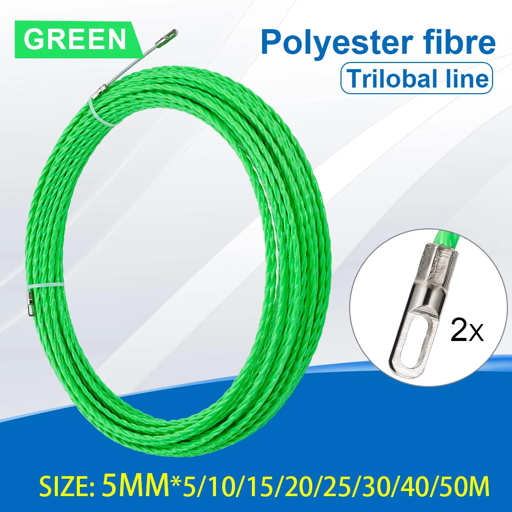 

5MM 10-50M Green Cable Puller Belt Reel Puller Glass Fiber For Telecommunications Electrical Wall Wire Conduit Tool Accessories