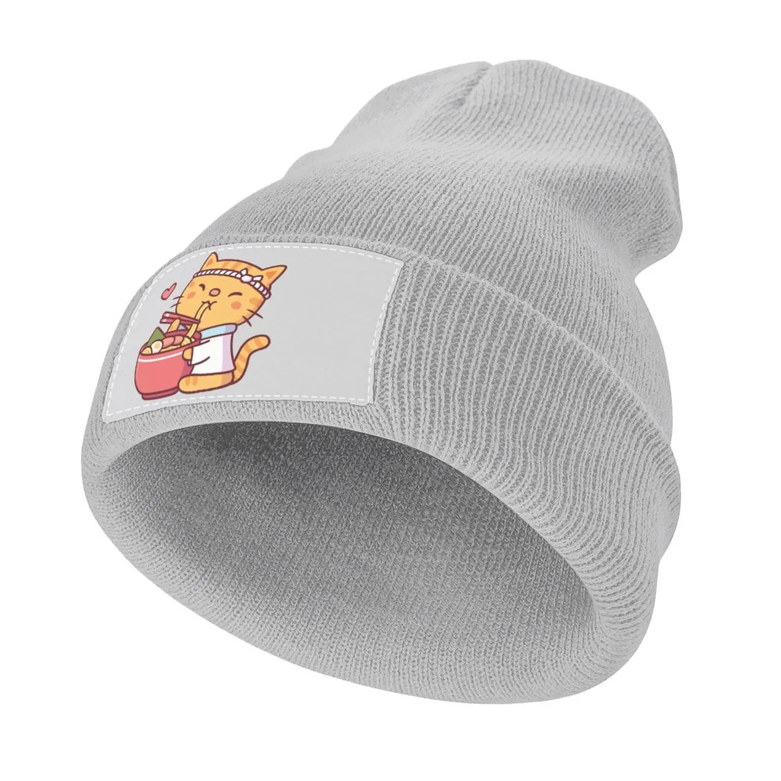 

Cute Tabby Cat Chef Eating Ramen Noodles Knitted Cap Hip Hop Uv Protection Solar Hat Sunhat Hats Man Women's