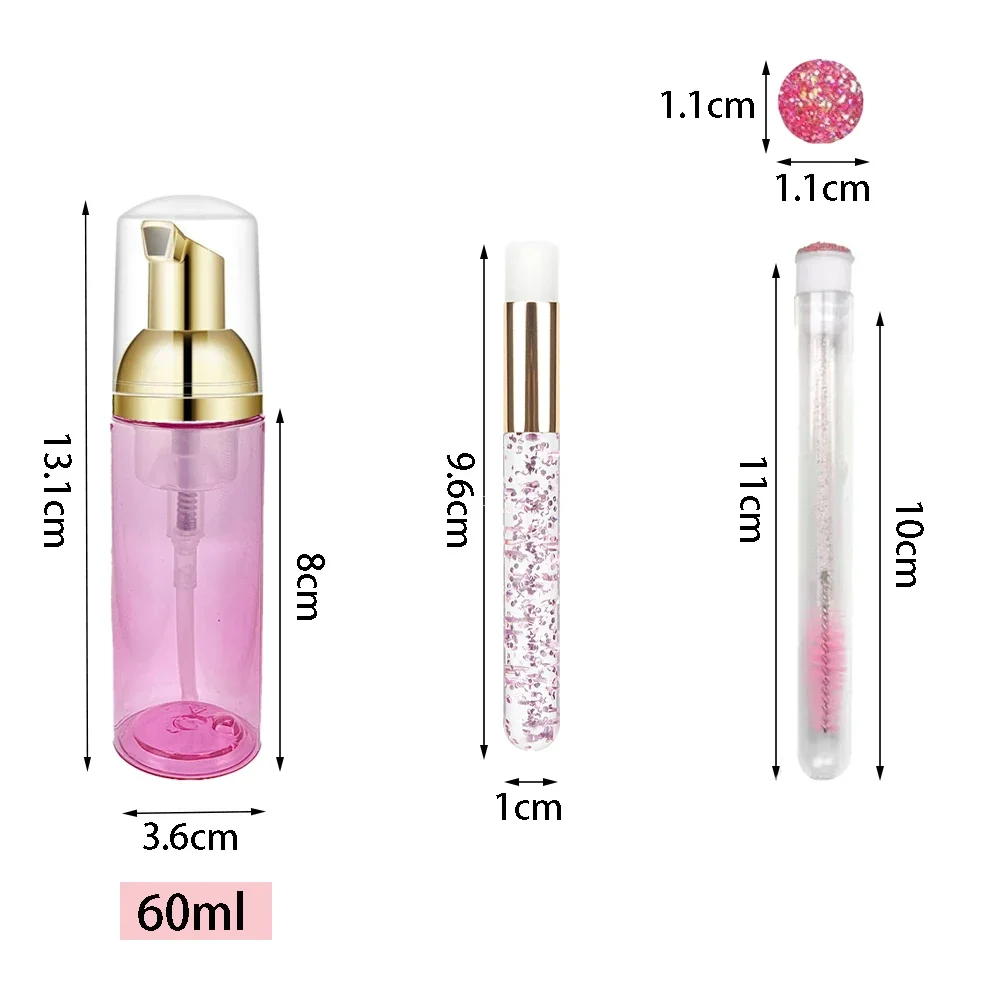 30Pcs 60ml 플라스틱 빈 거품 펌프 병 속눈썹 화장품 펌프 병 청소 브러시 ??속눈썹 빗질 브러쉬 세트 스킨 케어 도구