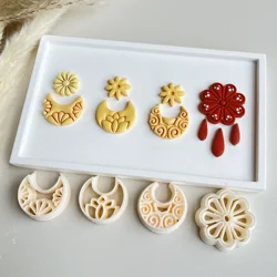 Hanging Pendant Earrings Exotic Floral Moon Flower Patterns Clay Molds Polymer Clay Cutting Molds For DIY Making Gift Decoration