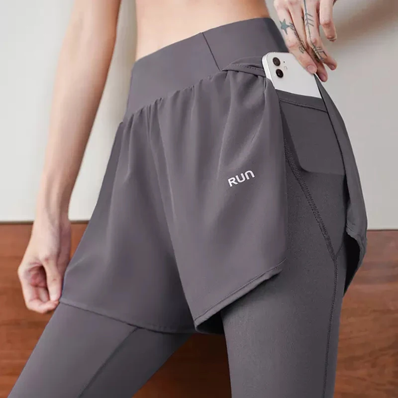 Women Running Leggings with Pocket Elastic Waistband Yoga Workout Gym Pants
