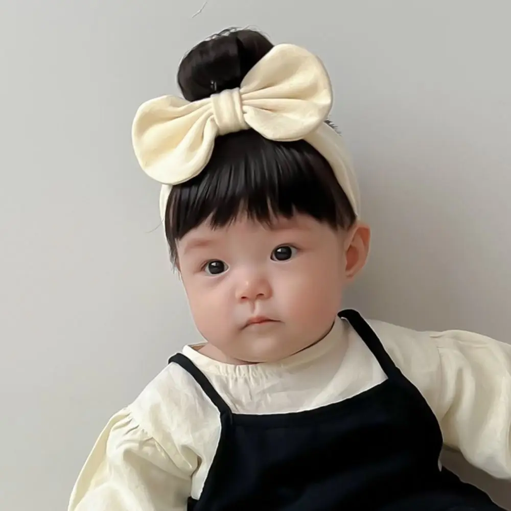 Fashion Bowknot Baby Hair Bands Wig Cotton Cute Newborn Wig Headband Realistic Fluffy Bangs Chignons Headband Toddler