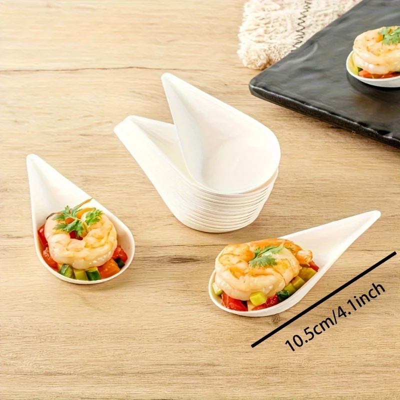 Disposable Paper Dessert Plates – High-Quality Water Drop Shaped Serving Trays – Eco-Fr... - SKU DPP12329 - UGI Packaging