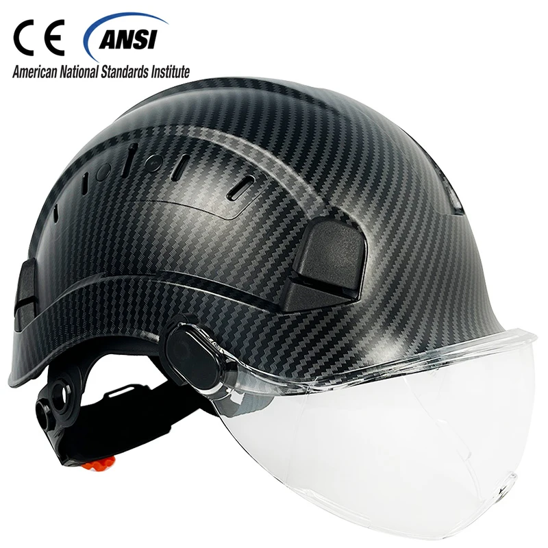 ダークリンウェル-作業用の安全ヘルメット,作業用の保護バイザー付きカーボンファイバー保護キャップ AliExpress Mobile