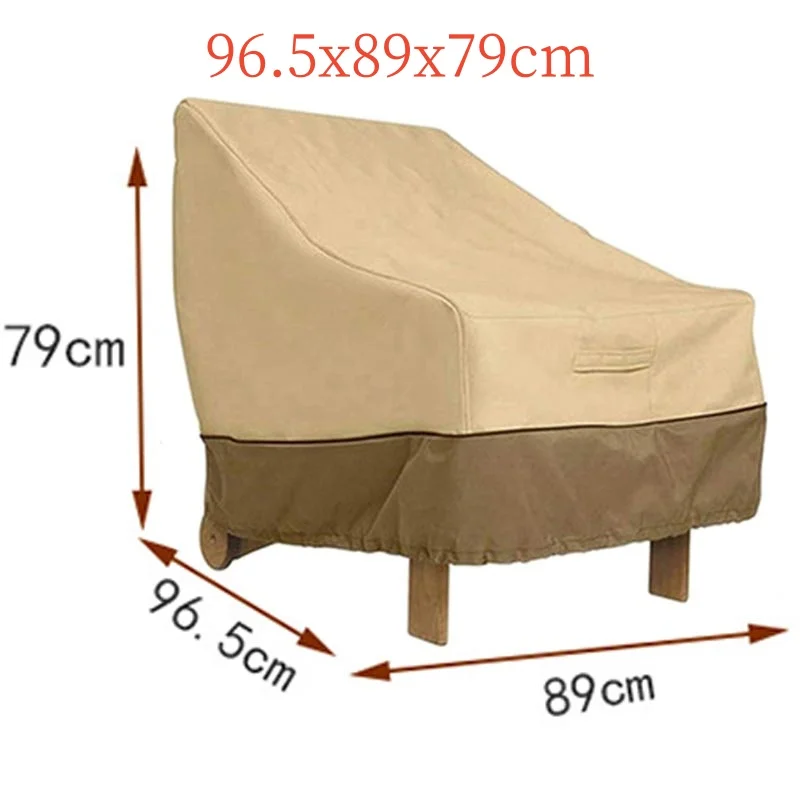 210D Outdoor Sofa Chair Cover,Single Person Rice Coffee Color Matching Outdoor Sofa Cover,Garden Sun Protection Furniture Cover 4