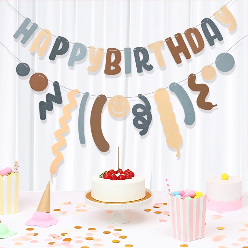 

1set Happy Birthday Letter Banner Felt Banner Ornaments Birthday Theme Party Photo Props Baby Shower Home Decoration Accessories