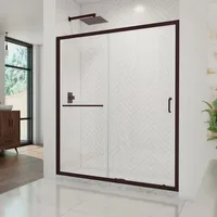 Half frameless sliding shower door, transparent glass 6mm thick tempered glass 1