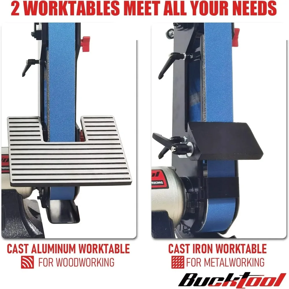 Combo 2" x 42" Belt Sander 6" Bench Grinder Knife Sharpener with Large Work Table BG2600 Upgraded Model