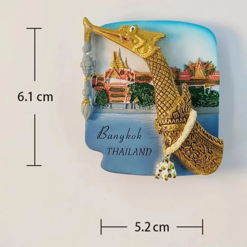 Magnete Frigo 3D Mercato Galleggiante Bangkok Thailandia – Souvenir In Poliresina, 6,7x6,2 Cm, Fatto A Mano