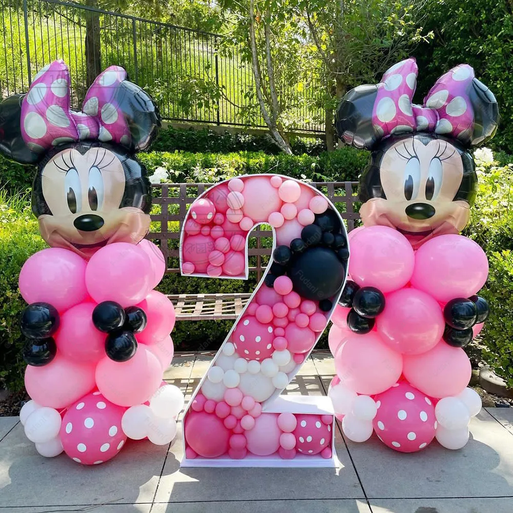 

49Pcs Disney Mickey Minnie Mouse Balloons Tender Pink Number Foil Balloon For Birthday Party Decoration Baby Shower Supplies