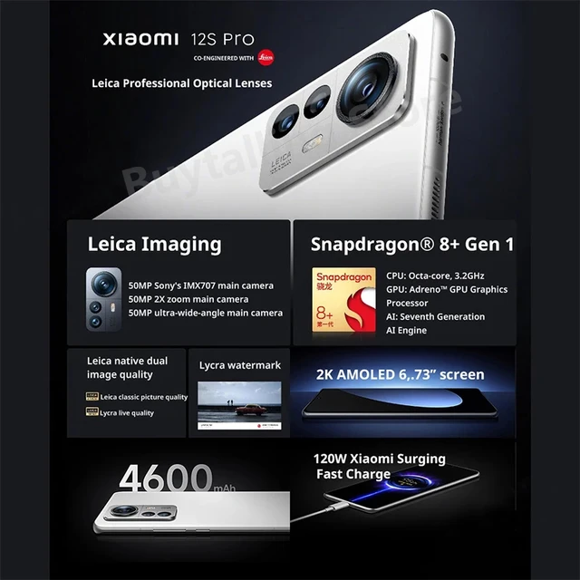 Global Rom Xiaomi 12S Ultra 12GB 256GB 6.73 inch 2K AMOLED flexible display  Snapdragon Gen 8+ Octa Core 67W Fast Charge NFC