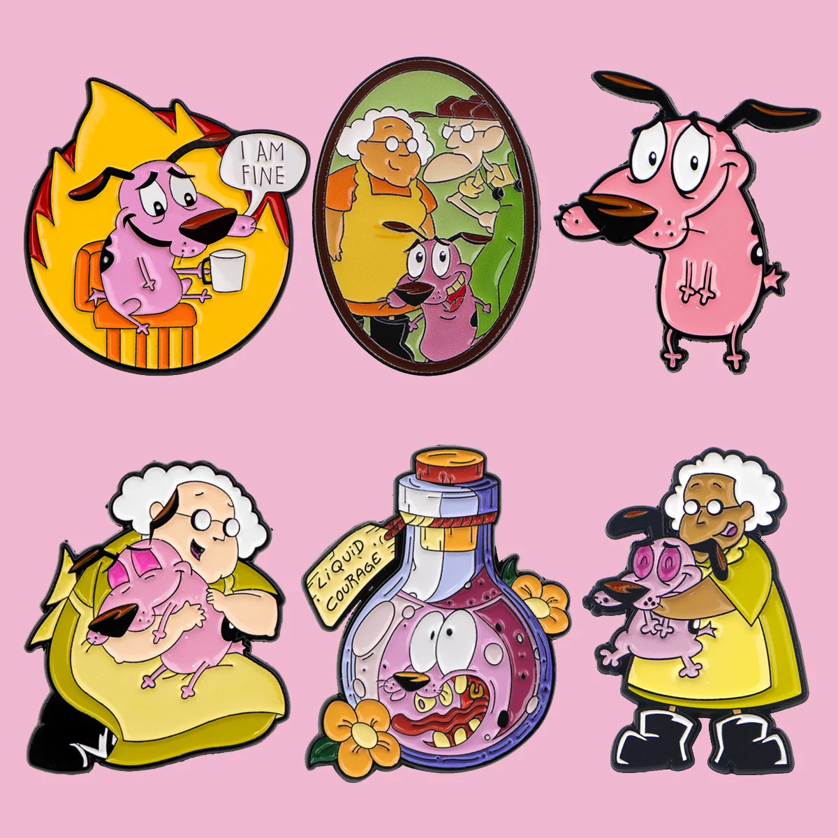Mix 6 teile/satz Jocular Rosa Hund Emaille Pin Broschen für Anstecknadeln Abzeichen auf Rucksack Kleidung Zubehör Mode Schmuck Geschenke – Detail 2