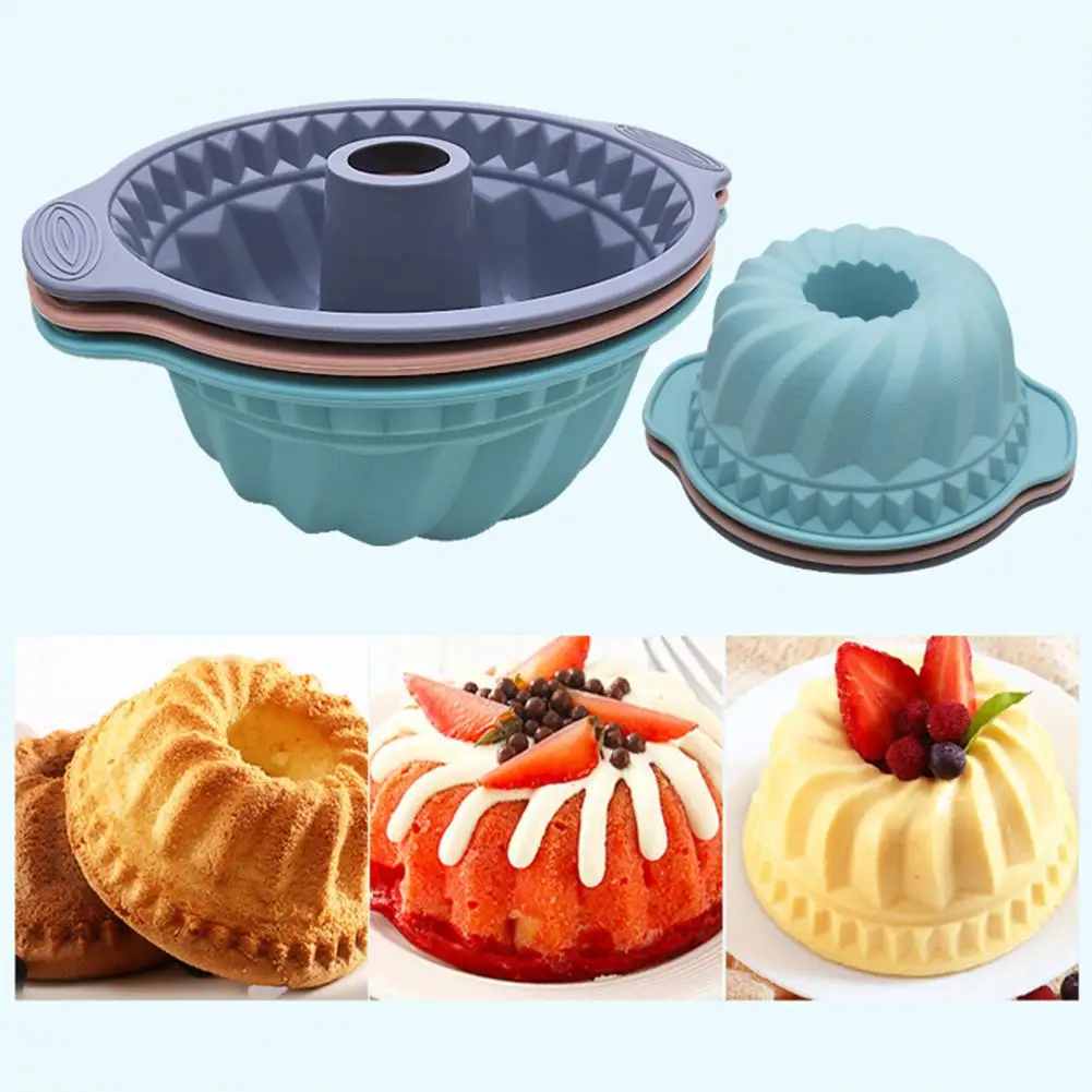 Chicrinum Silicone Bunte Cake Pan, Non-Stick 10-Inch Food Grade Silicone  Cake Mold, Silicone Baking Pan with Metal Reinforced Frame More Strength