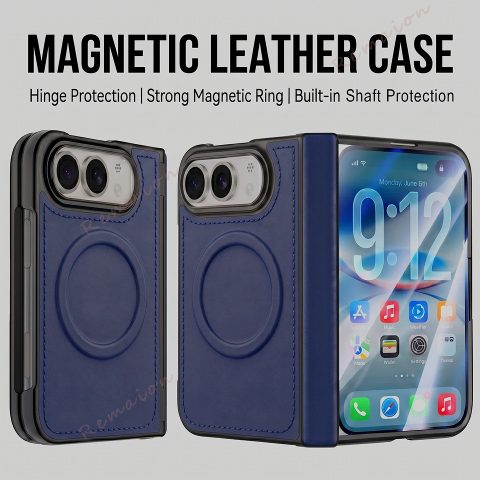 DUO Leather Magnetic Phone Case - Magsafe Compatible, Wireless Charging, Shockproof Protector Cover