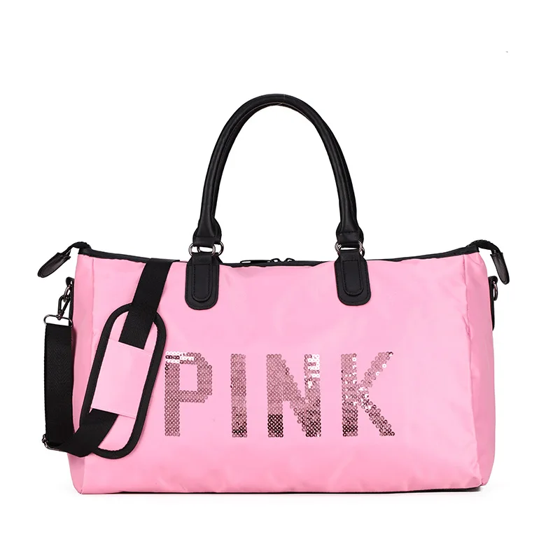 

Gym bag female large-capacity one-shoulder handbag short-distance travel bag pink sports bag waterproof shoe duffel bag