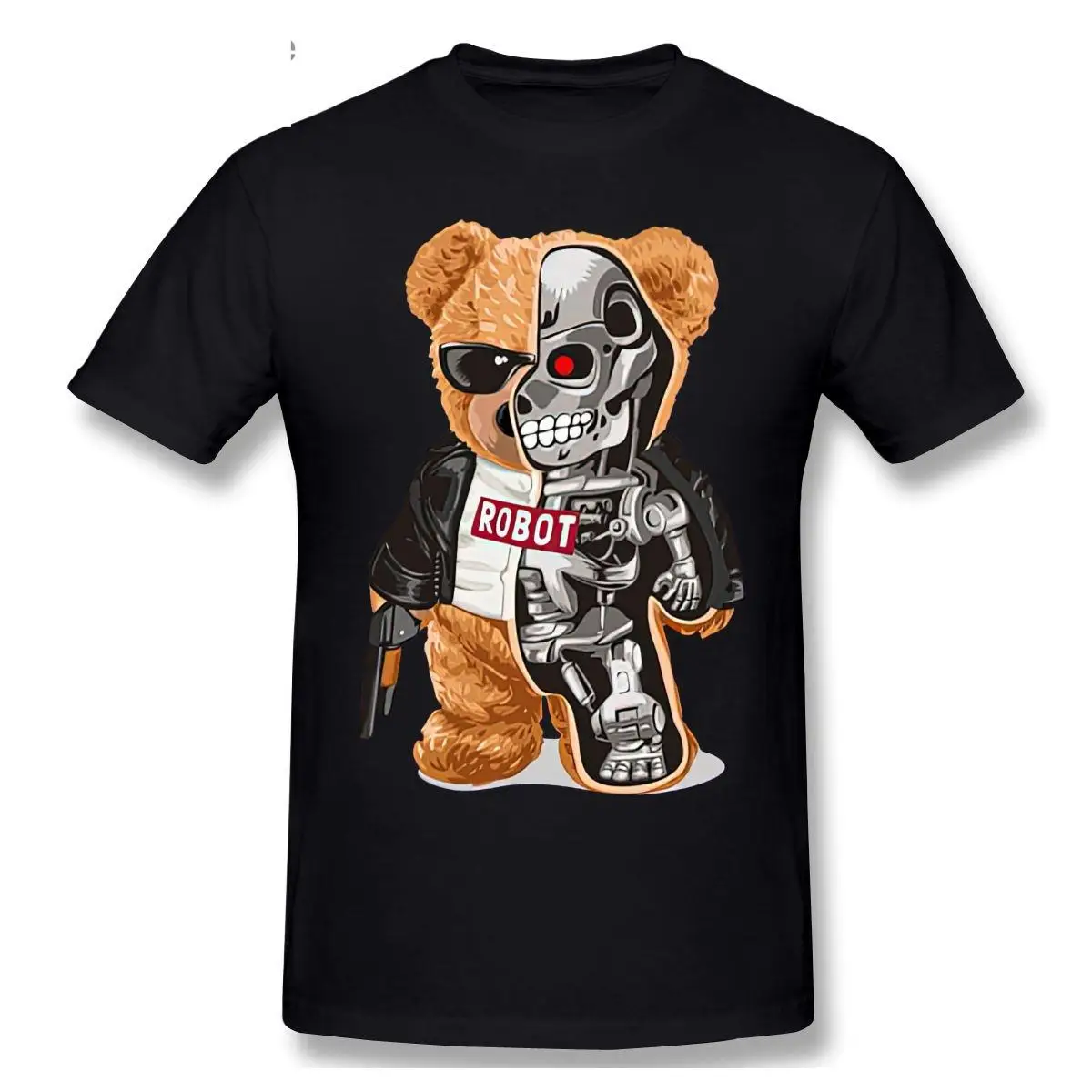 

ROBOT Skeleton Gun Teddy Bear T shirt Harajuku T-shirt Graphics Tshirt Brands Tee Top